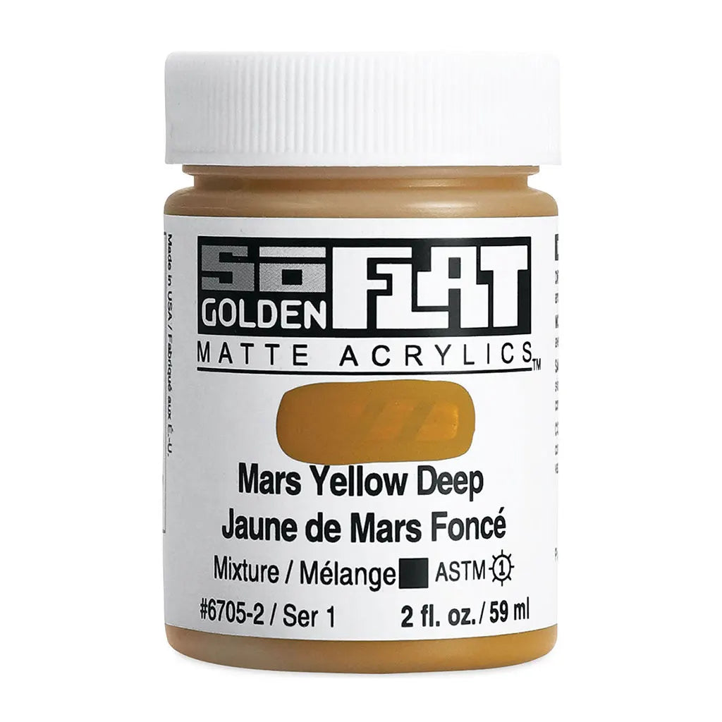 Golden SoFlat Matte Acrylic Paint 2oz Mars Yellow Deep S1