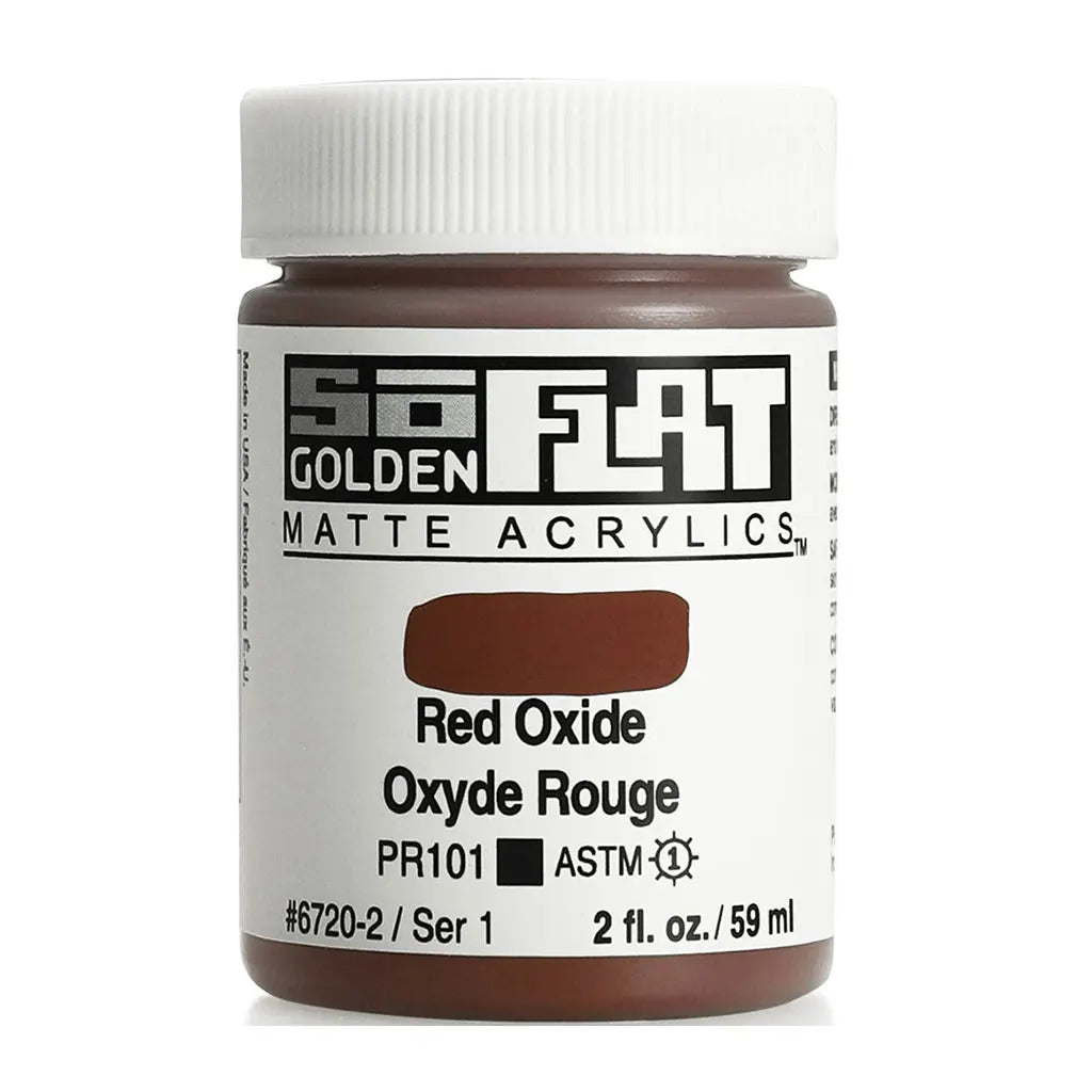 Golden SoFlat Matte Acrylic Paint 2oz Red Oxide S1