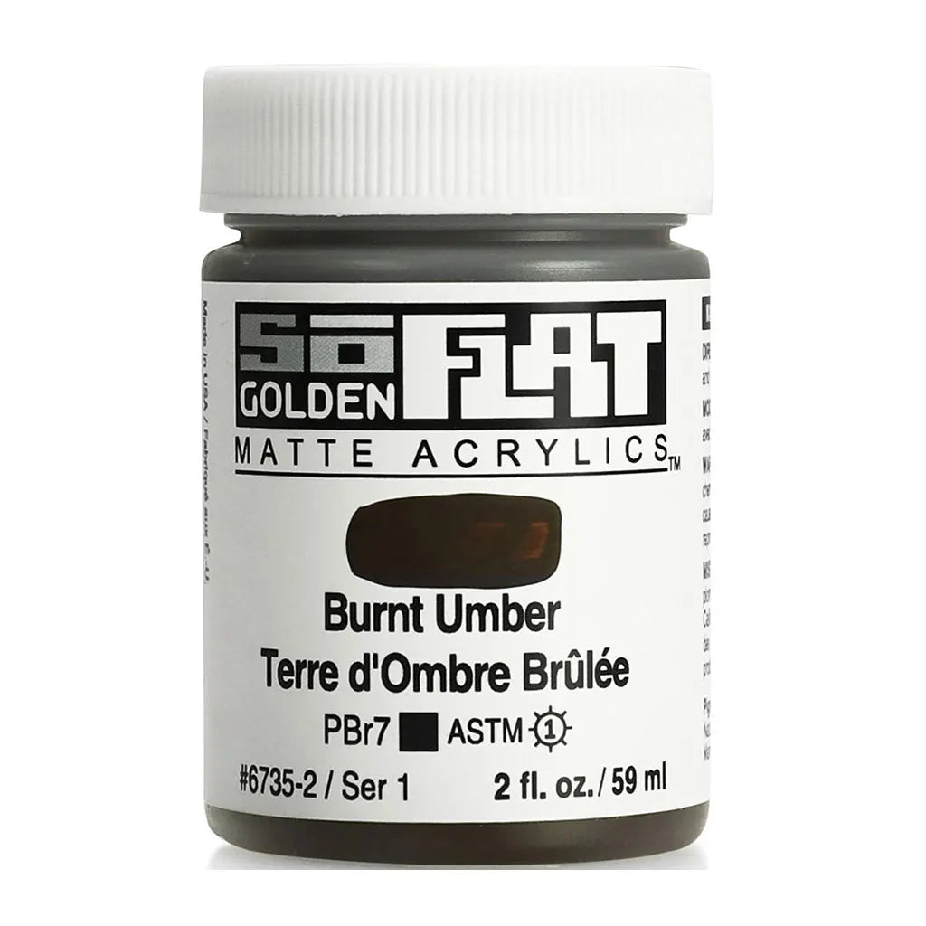 Golden SoFlat Matte Acrylic Paint 2oz Burnt Umber S1