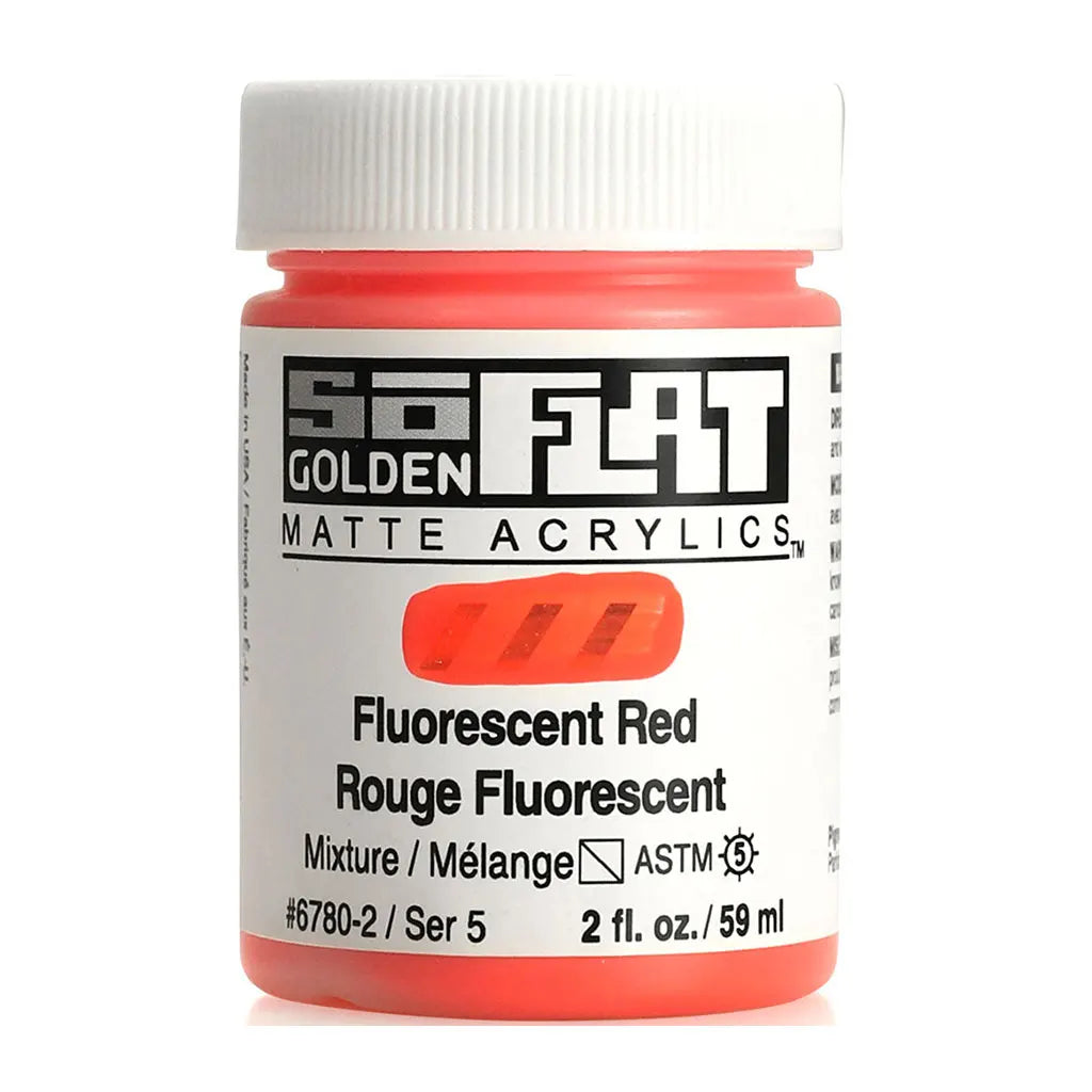 Golden SoFlat Matte Acrylic Paint 2oz Fluorescent Red S5