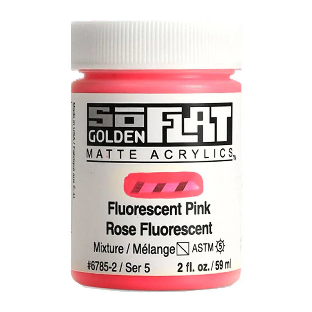 Golden SoFlat Matte Acrylic Paint 2oz Fluorescent Pink S5
