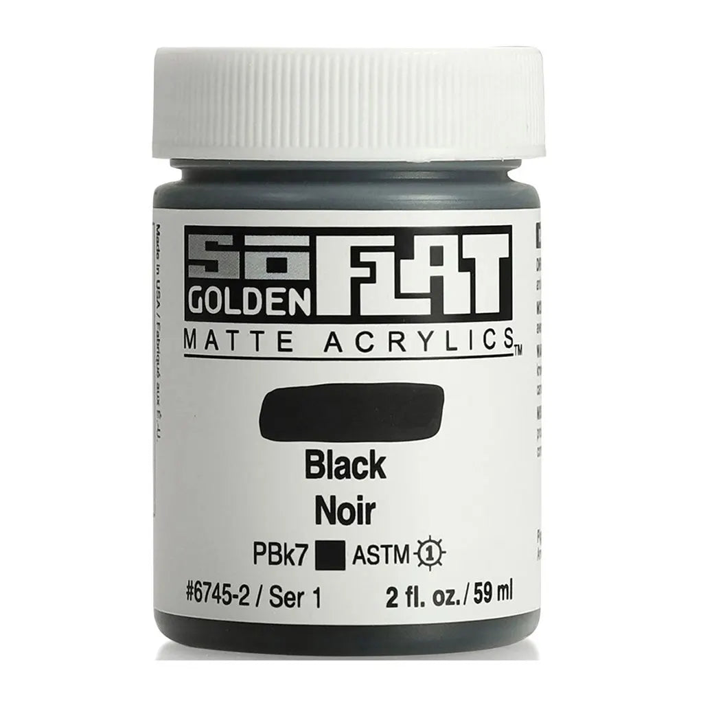 Golden SoFlat Matte Acrylic Paint 2oz Black S1