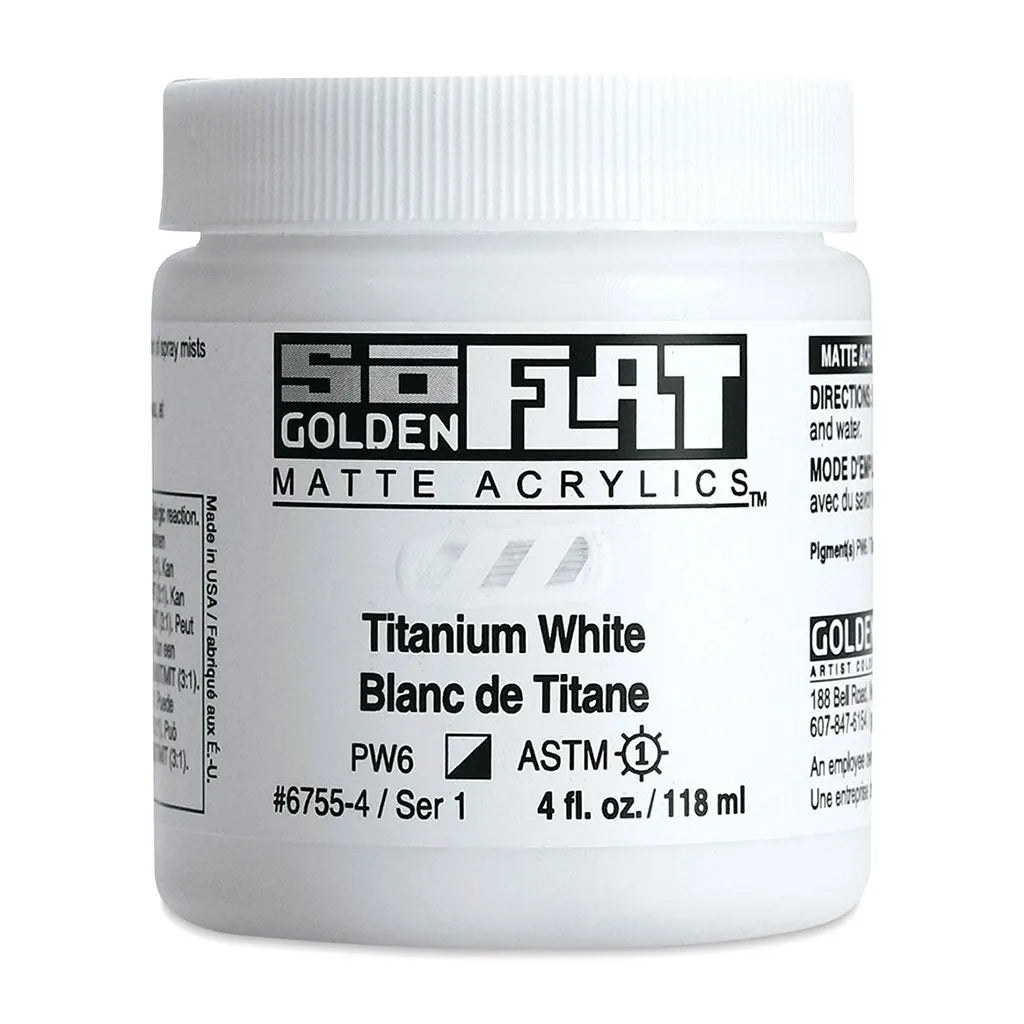 Golden SoFlat Matte Acrylic Paint 4oz Titanium White S1