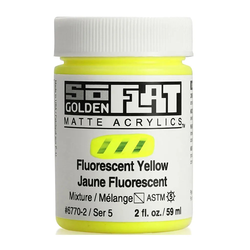 Golden SoFlat Matte Acrylic Paint 2oz Fluorescent Yellow S5