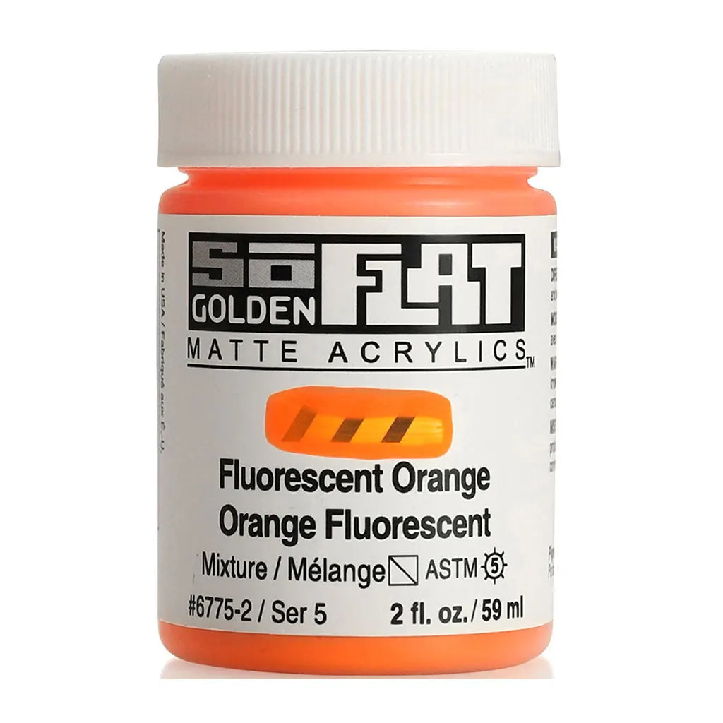Golden SoFlat Matte Acrylic Paint 2oz Fluorescent Orange S5