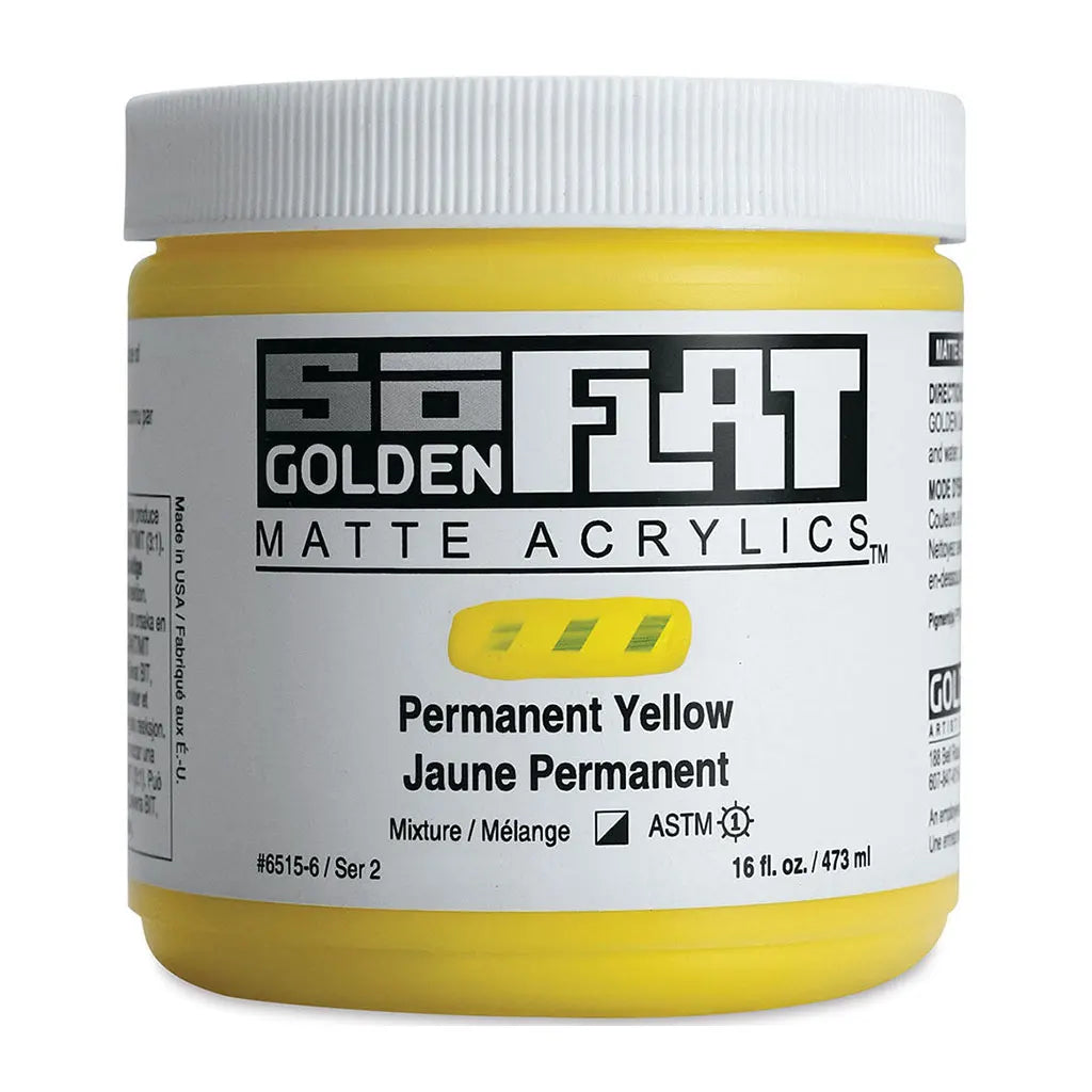 Golden SoFlat Matte Acrylic Paint 16oz Permanent Yellow S2