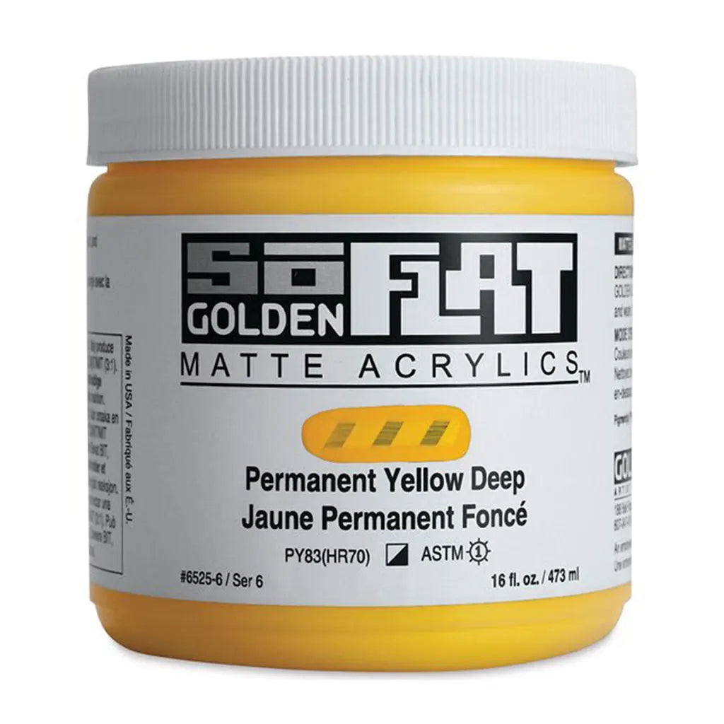 Golden SoFlat Matte Acrylic Paint 16oz Permanent Yellow Deep S6