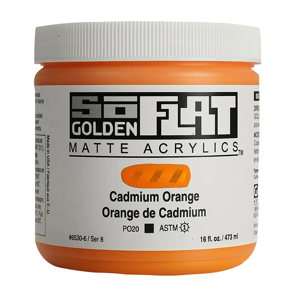 Golden SoFlat Matte Acrylic Paint 16oz Cadmium Orange S8