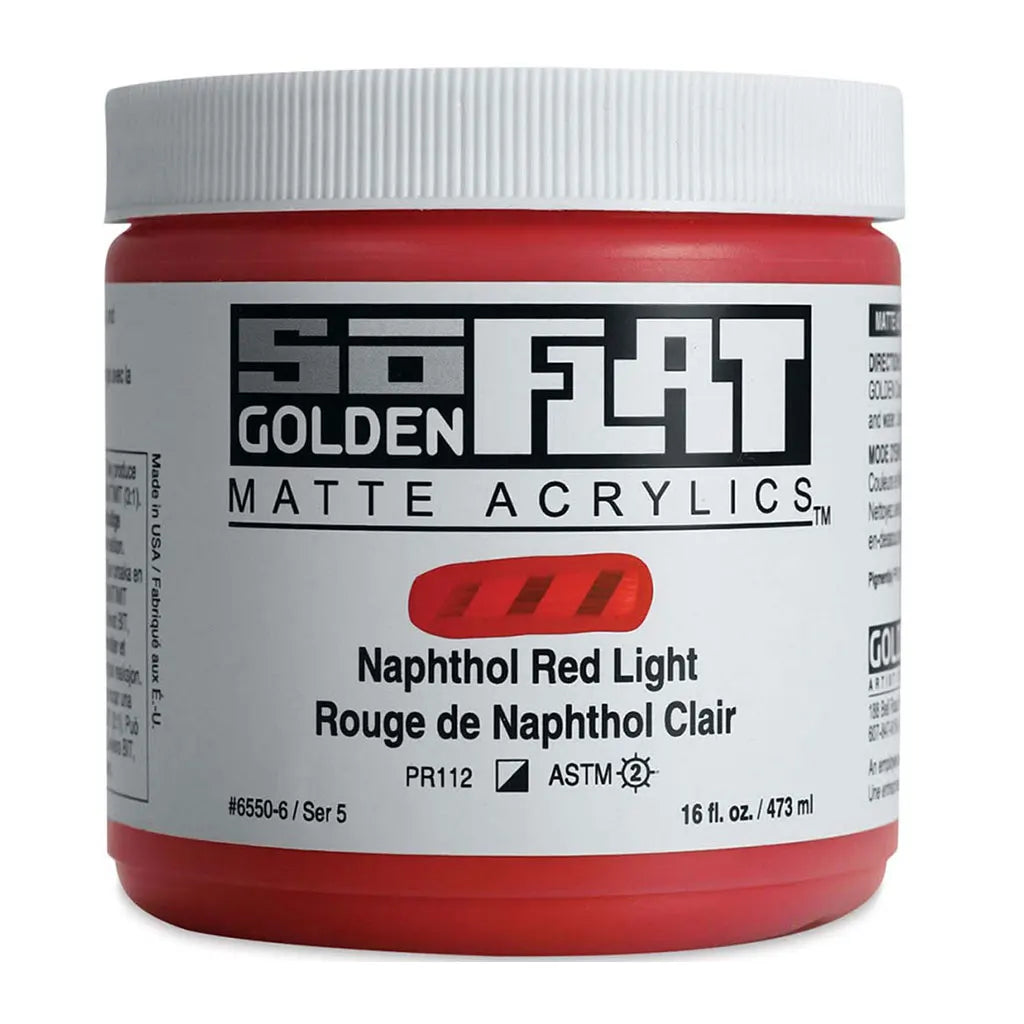 Golden SoFlat Matte Acrylic Paint 16oz Naphthol Red Light S5