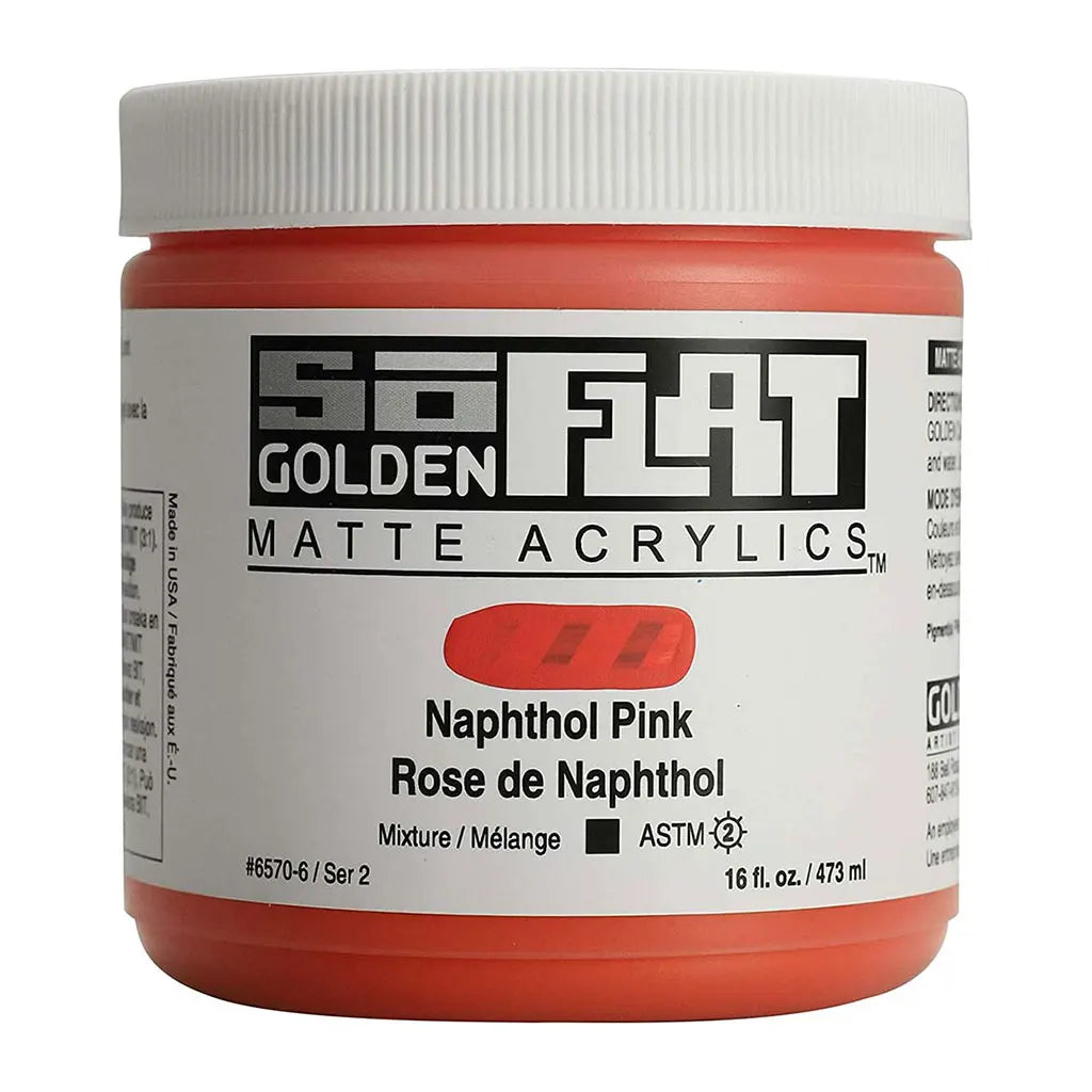 Golden SoFlat Matte Acrylic Paint 16oz Naphthol Pink S2