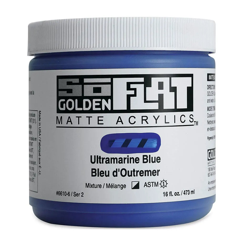 Golden SoFlat Matte Acrylic Paint 16oz Ultramarine Blue S2