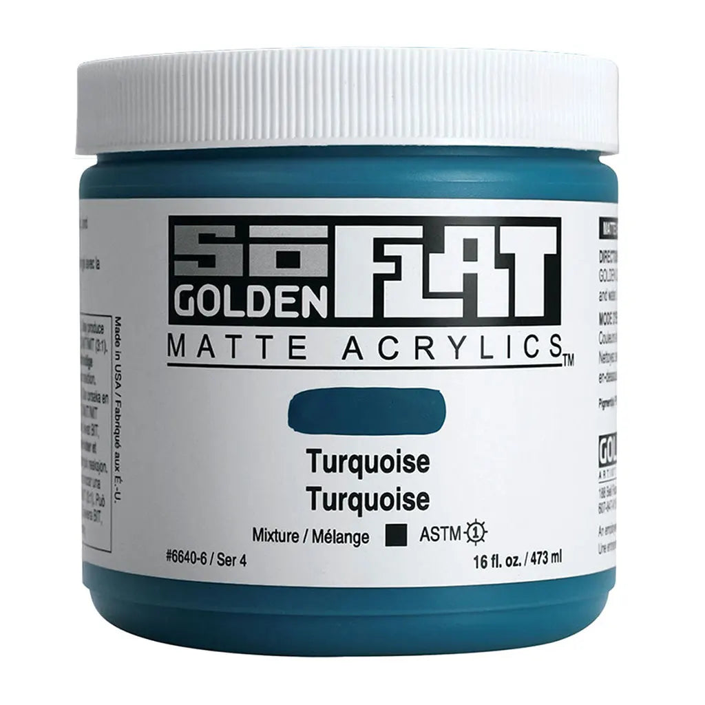 Golden SoFlat Matte Acrylic Paint 16oz Turquoise S4