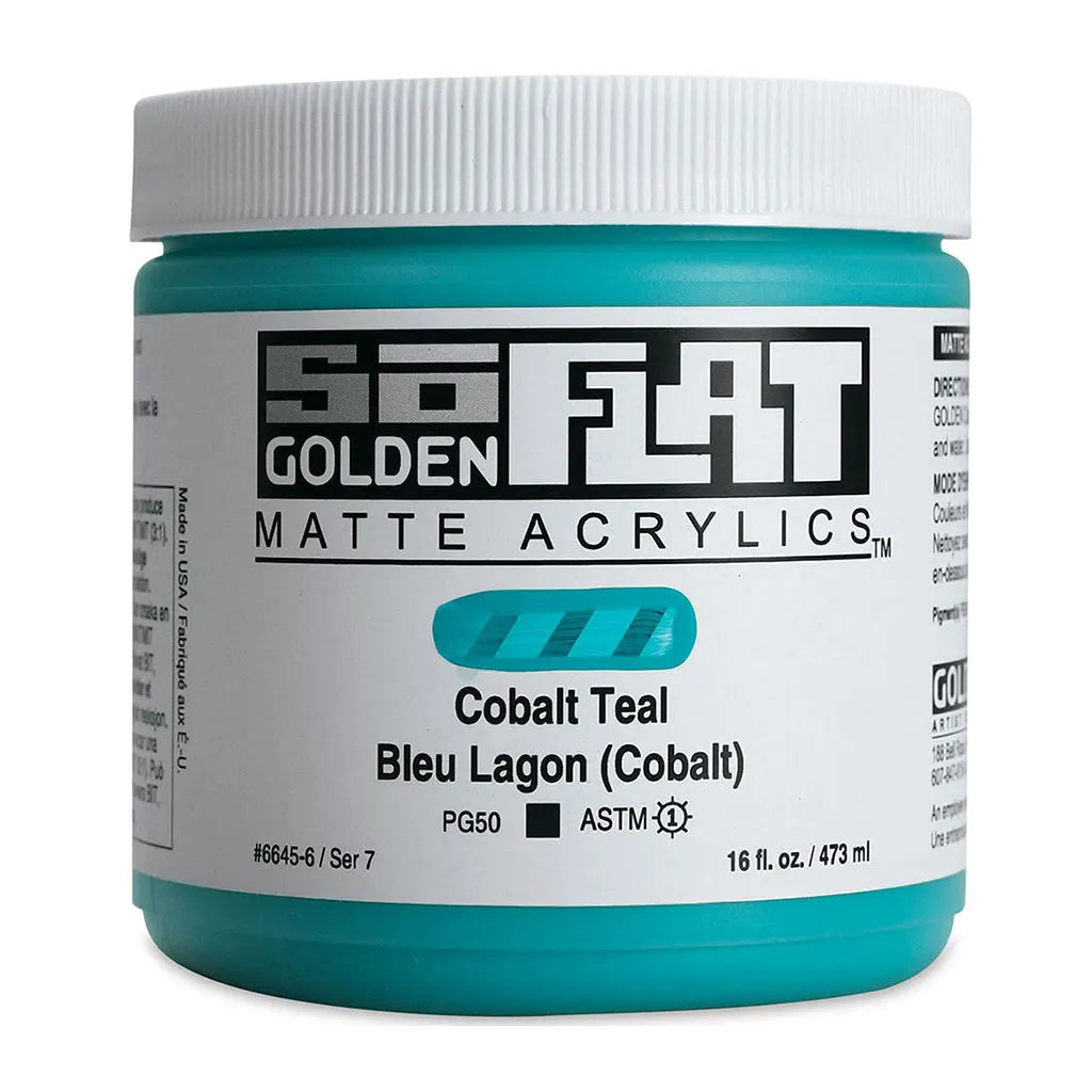 Golden SoFlat Matte Acrylic Paint 16oz Cobalt Teal S7