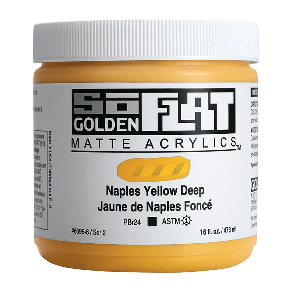 Golden SoFlat Matte Acrylic Paint 16oz Naples Yellow Deep S2