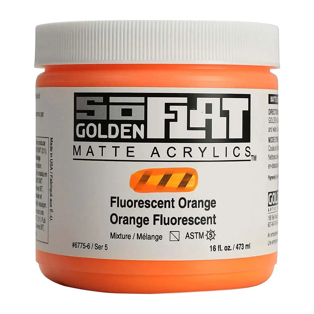 Golden SoFlat Matte Acrylic Paint 16oz Fluorescent Orange S5