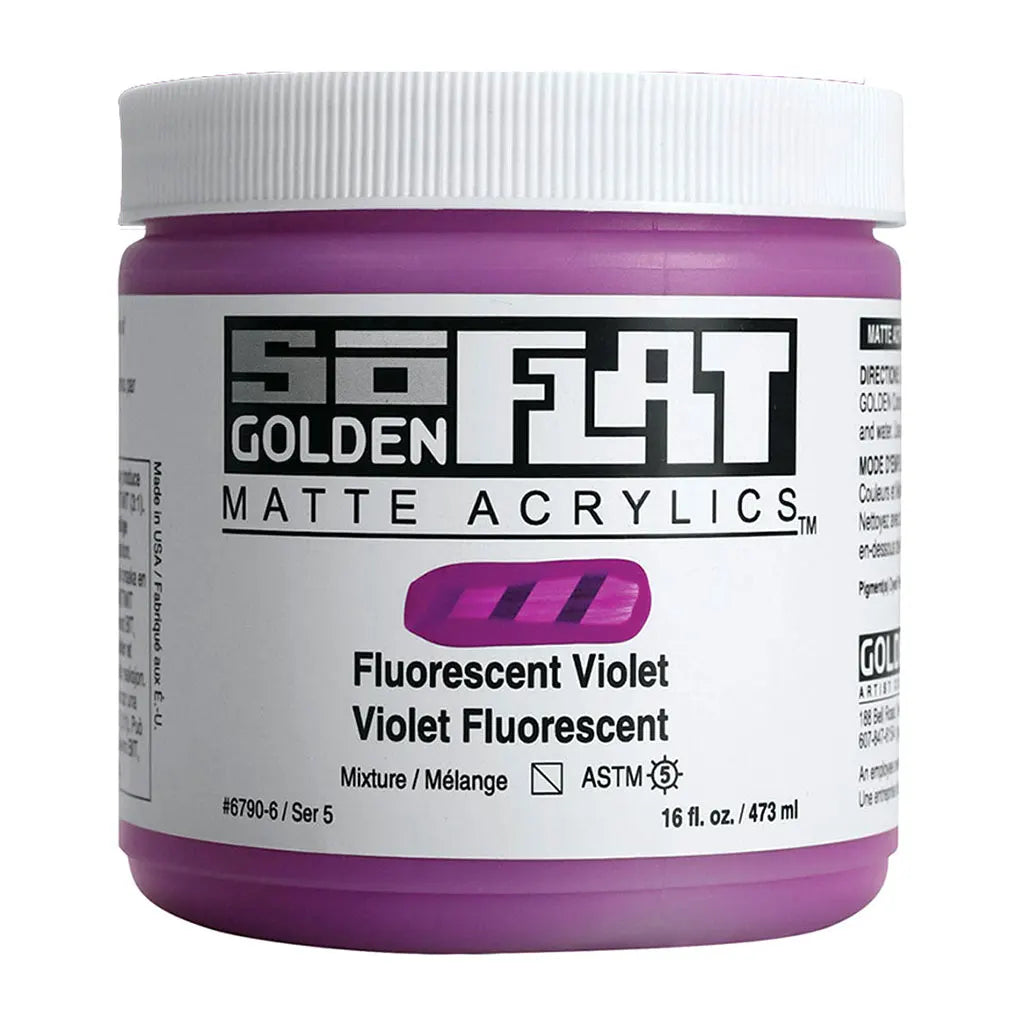 Golden SoFlat Matte Acrylic Paint 16oz Fluorescent Violet S5