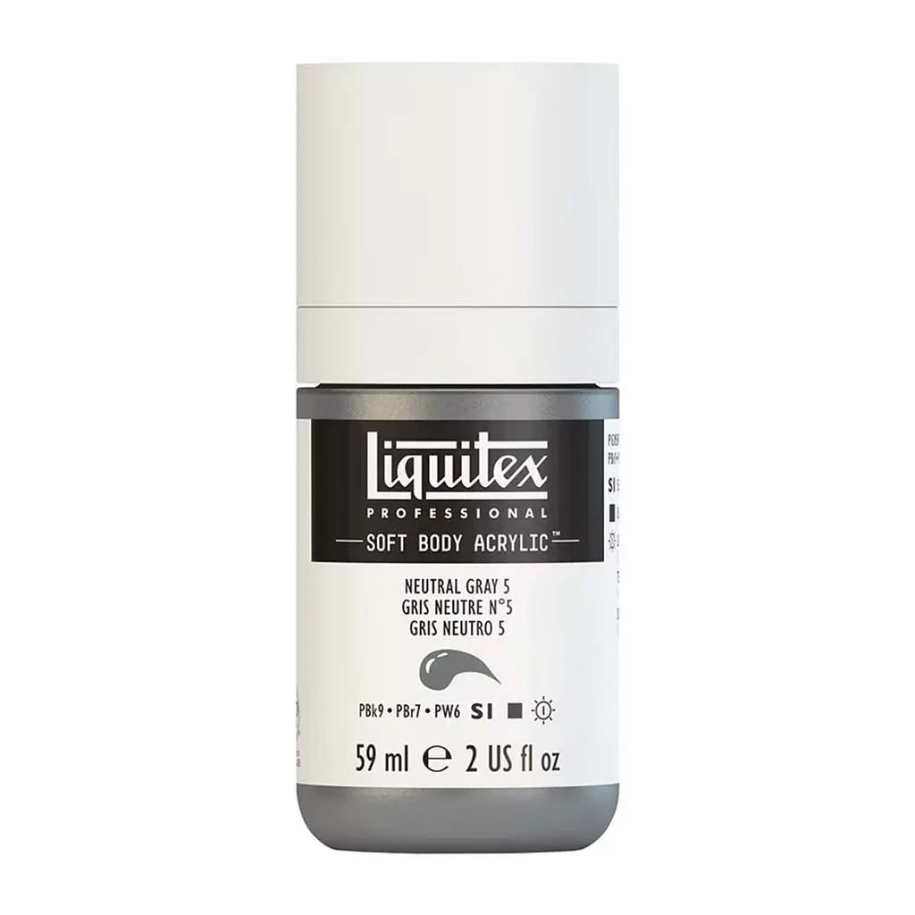 Liquitex Professional Soft Body Acrylic 59ml (2oz) Bottle Neutral Gray 5 S1