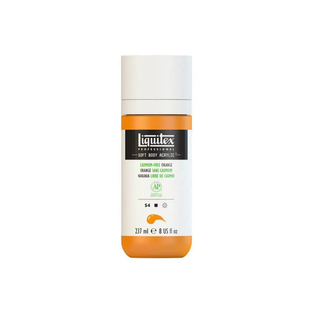 Liquitex Professional Soft Body Acrylic 237ml (8oz) Bottle Cadmium Free Orange S4