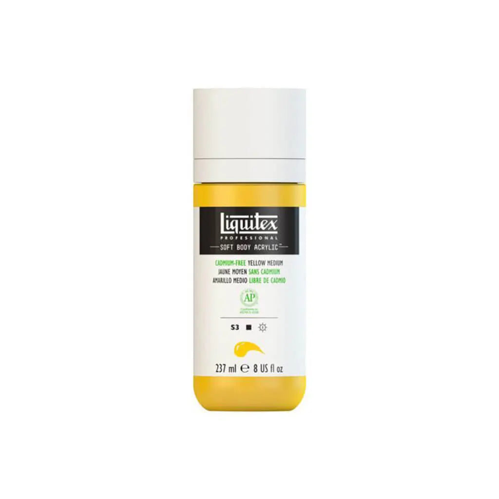 Liquitex Professional Soft Body Acrylic 237ml (8oz) Bottle Cadmium Free Yellow Med S3
