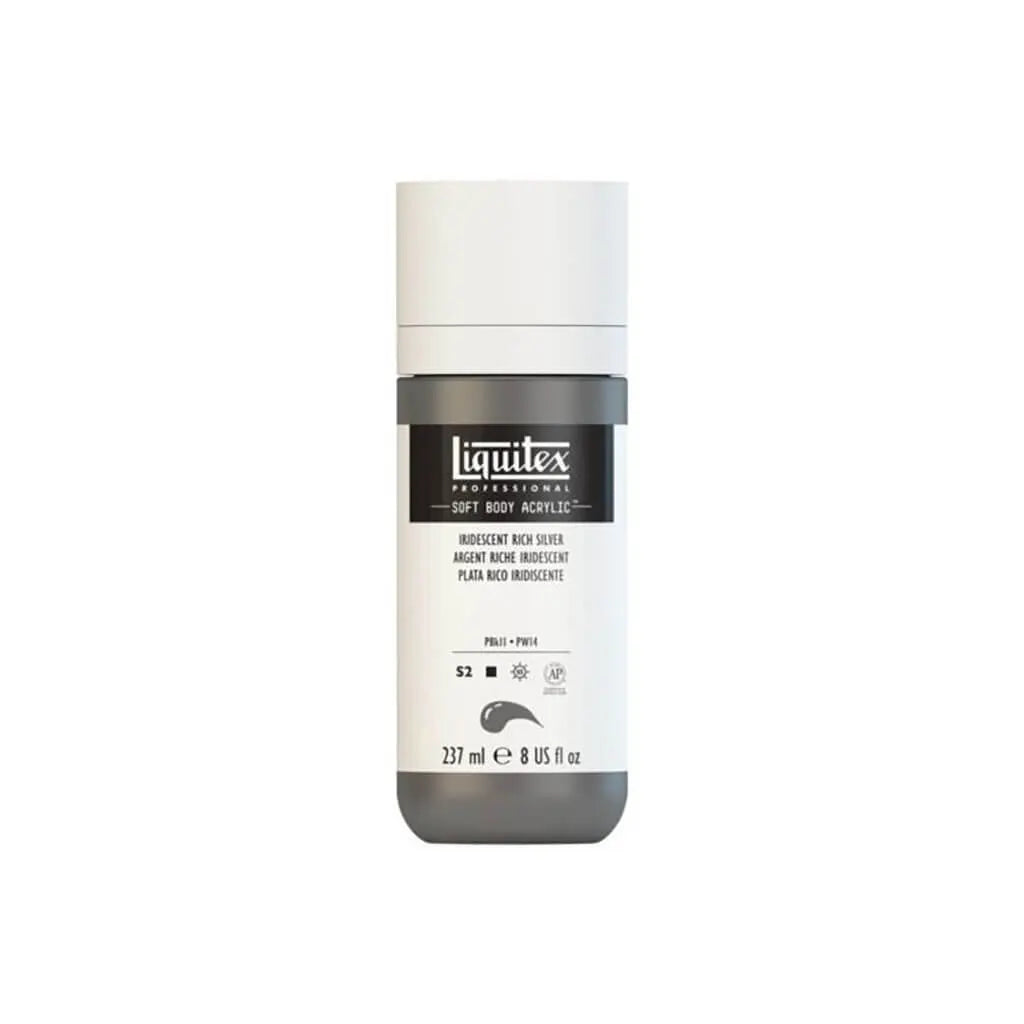 Liquitex Professional Soft Body Acrylic 237ml (8oz) Bottle Iridescent Rich Silver S2