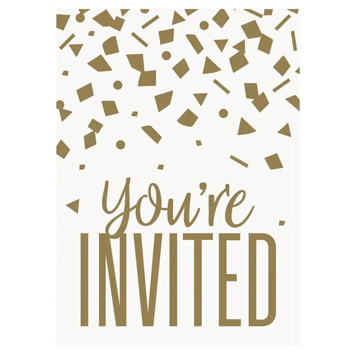 Confetti Gold Birthday Invitations, 8ct