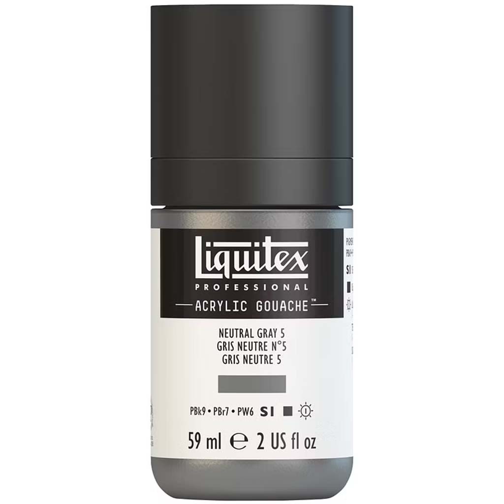 Liquitex Professional Acrylic Gouache 59ml (2oz) Bottle Neutral Grey 5 S1
