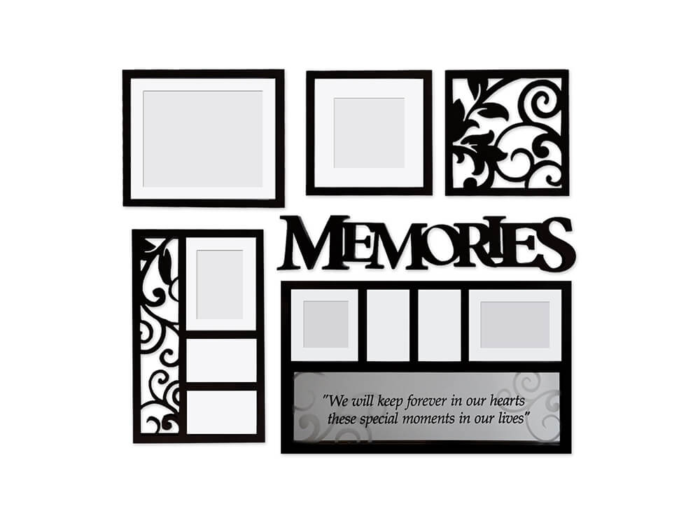 Wall Decor Photo Frame Set: Memories Brown 6pc Set