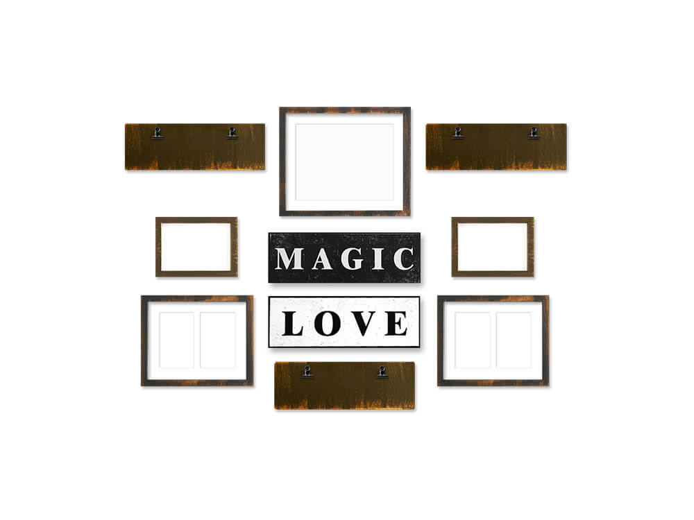 Wall Decor Photo Frame Set: Magic Love Ant.Black 10pc Set