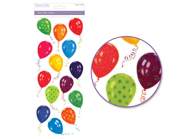 Paper Craft Sticker:Glitter Everyday Themes Clear/Photo Safe  Party Balloons, 5in x12in