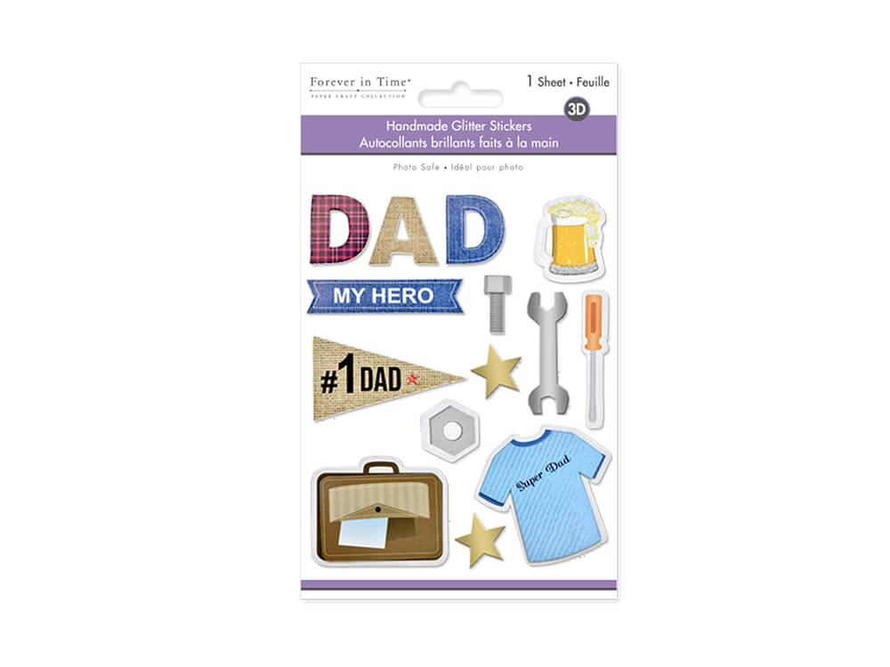 Handmade Sticker: 4.5in x 5.5in 3D Glitter #1 Dad