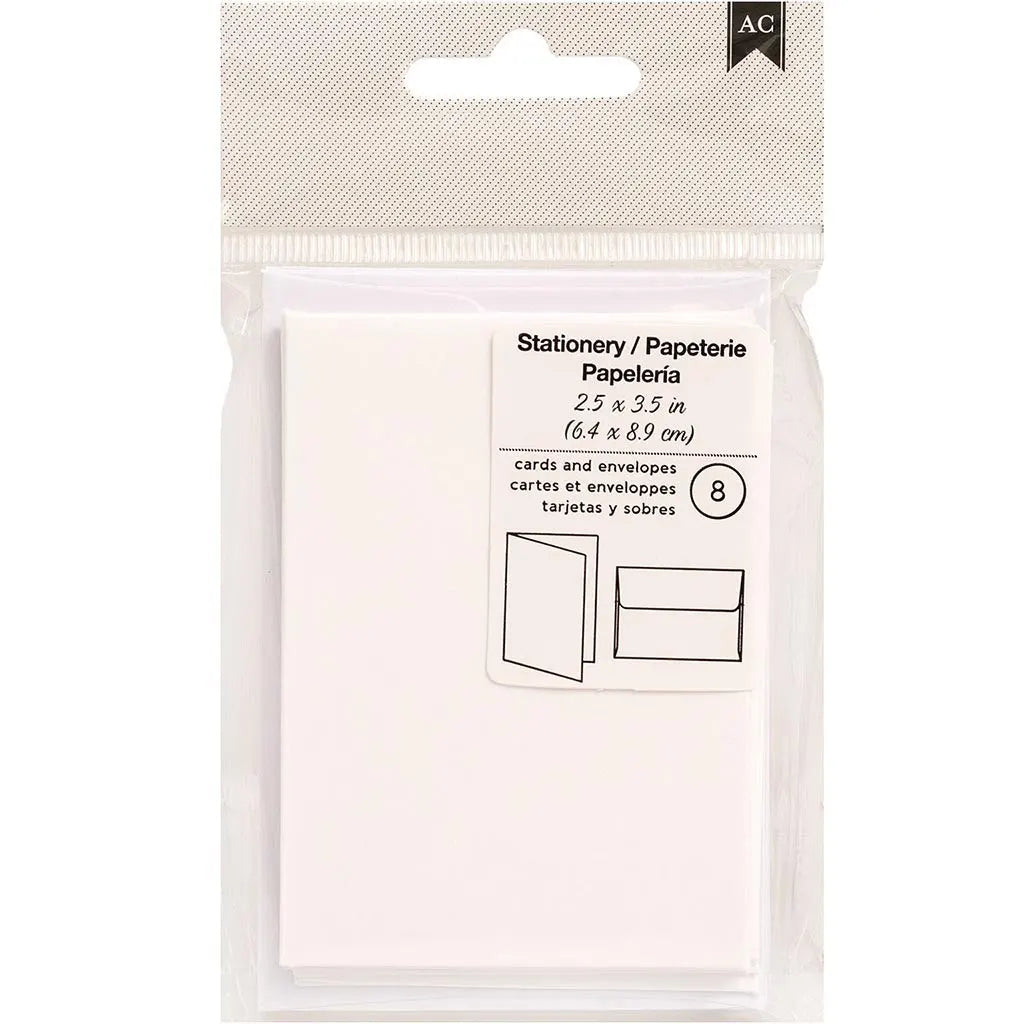 Mini White Cards and Envelopes, 8pc