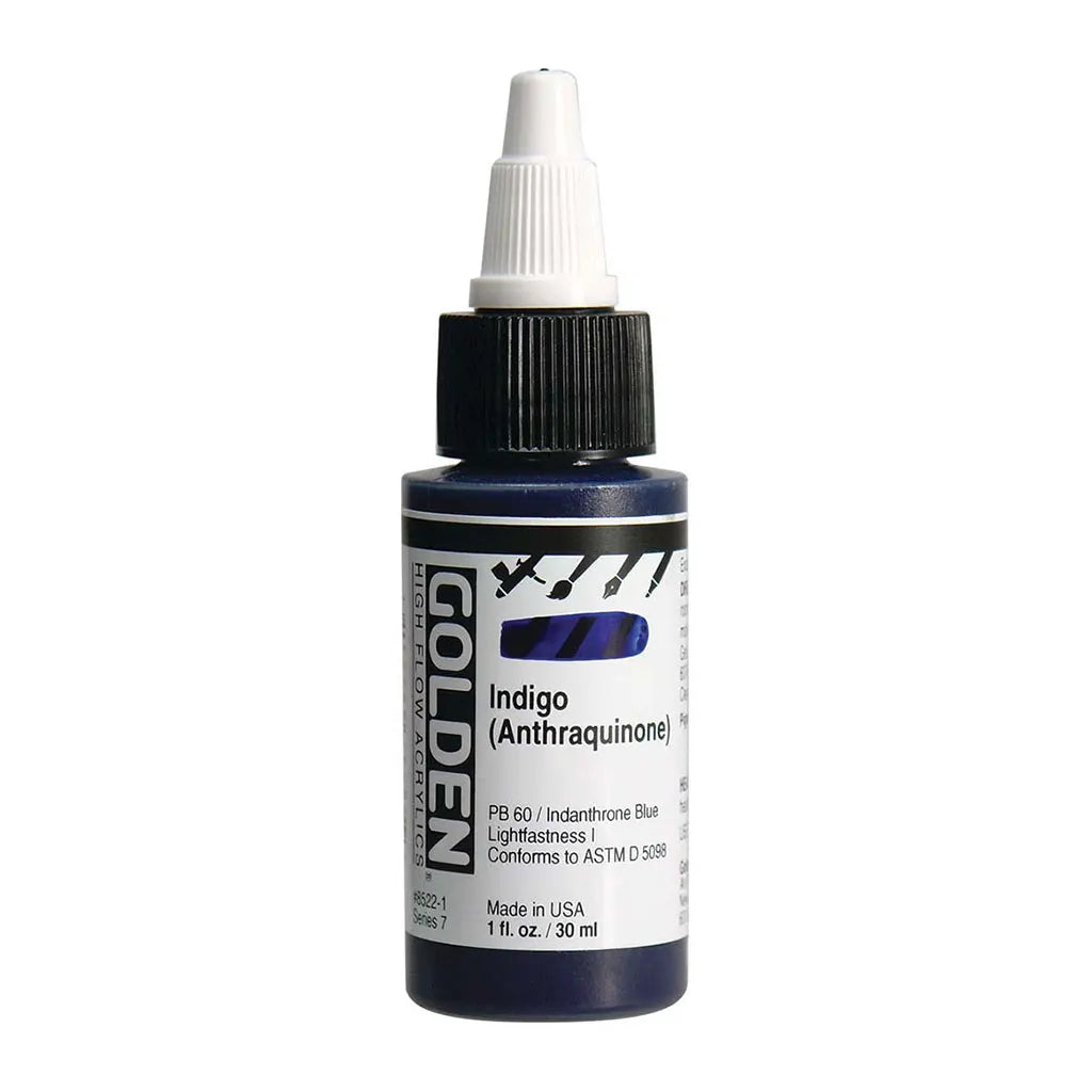 Golden High Flow Acrylic Paint 1oz Indigo (Anthraquinone) S7