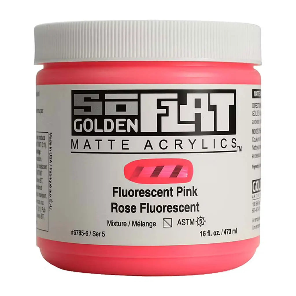 Golden SoFlat Matte Acrylic Paint 16oz Fluorescent Pink S5