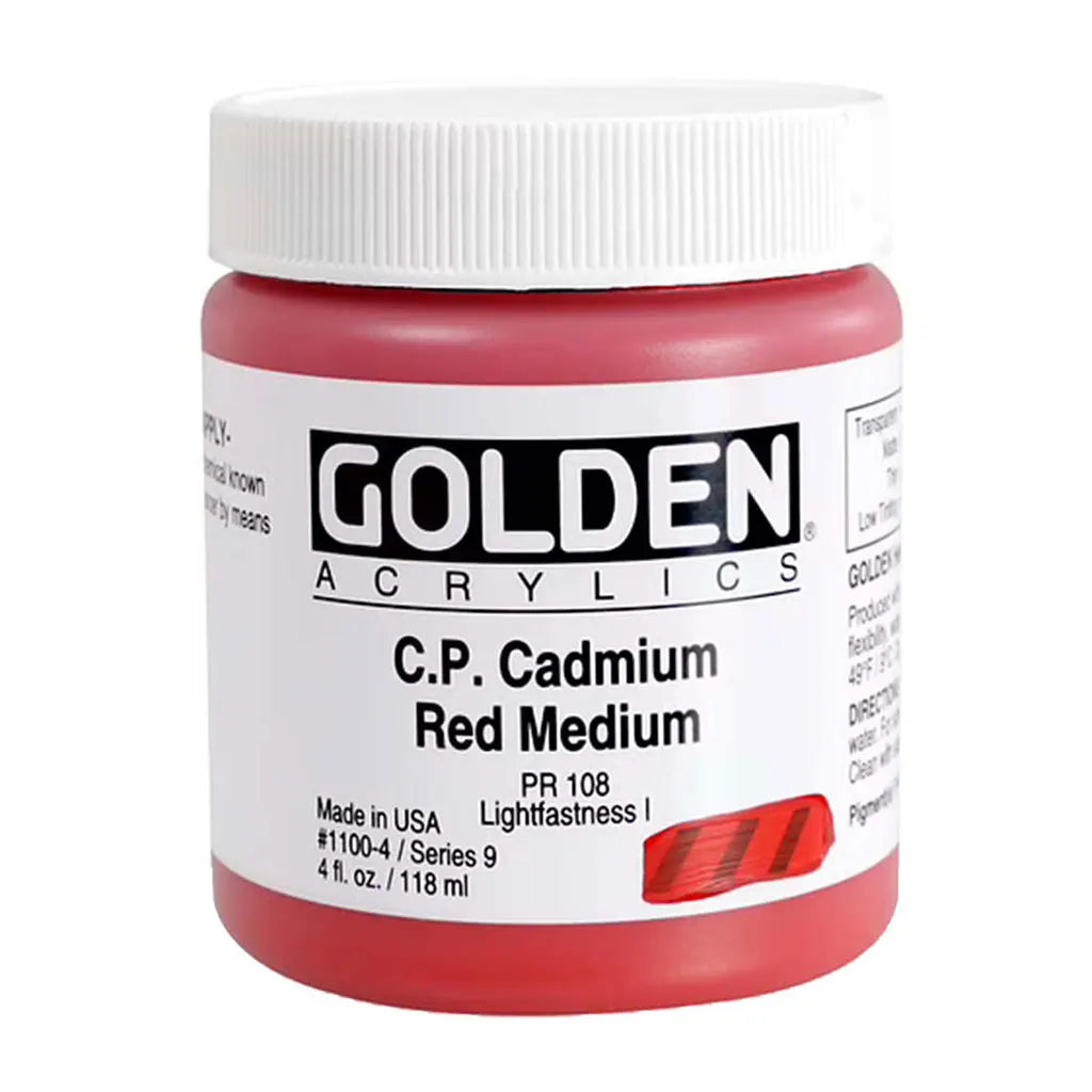 Golden Heavy Body Acrylic 4oz Cadmium Red Medium S9