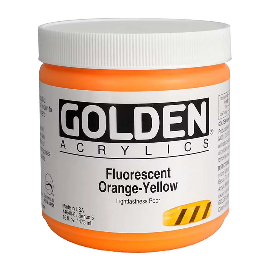 Golden Heavy Body Acrylic 16oz Fluorescent Orange Yellow S7