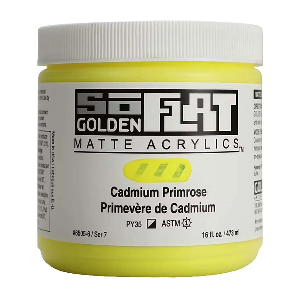 Golden SoFlat Matte Acrylic Paint 16oz Cadmium Primrose S7