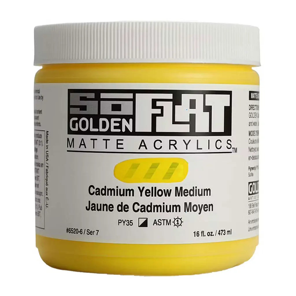 Golden SoFlat Matte Acrylic Paint 16oz Cadmium Yellow Medium S7