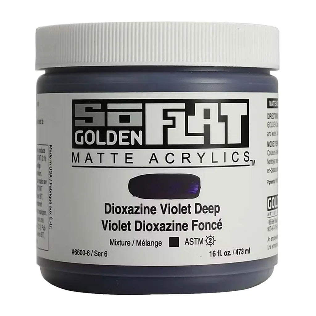 Golden SoFlat Matte Acrylic Paint 16oz Dioxazine Violet Deep S6