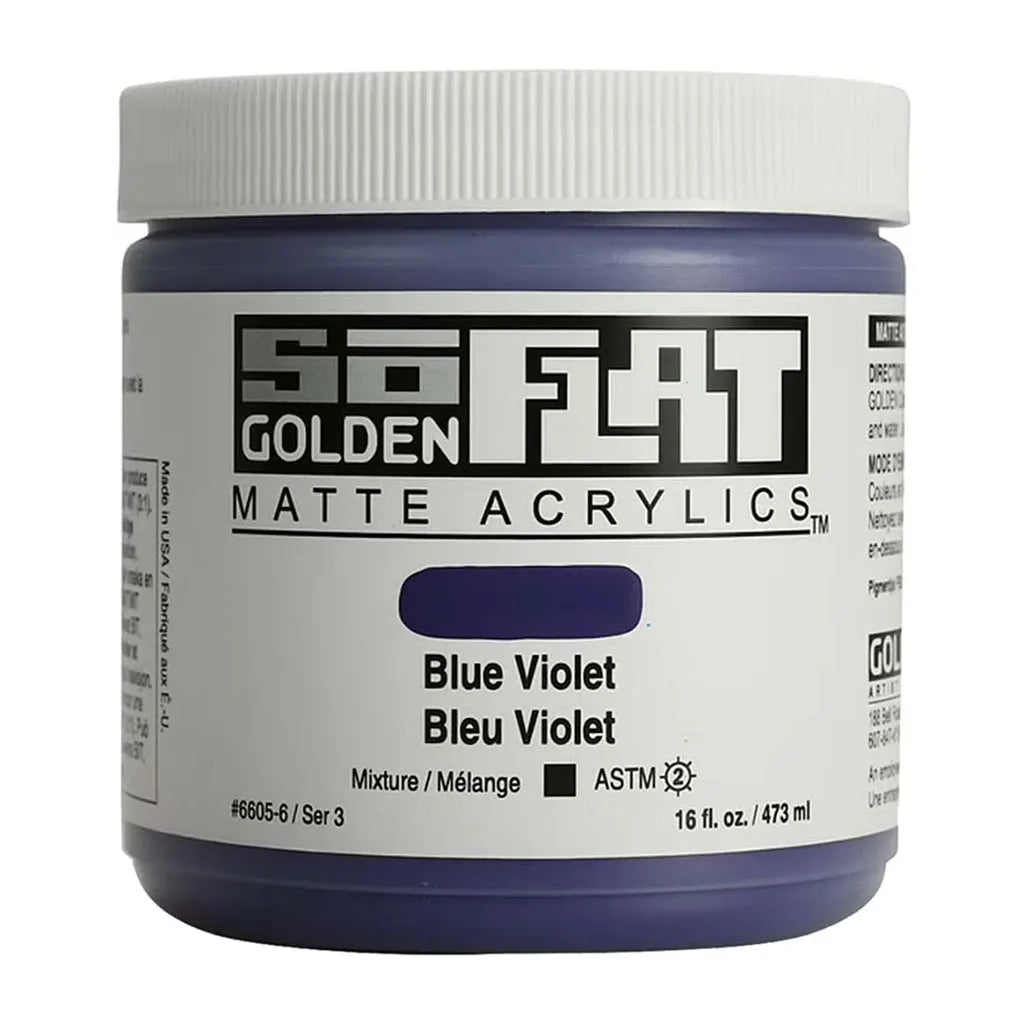 Golden SoFlat Matte Acrylic Paint 16oz Blue Violet S3