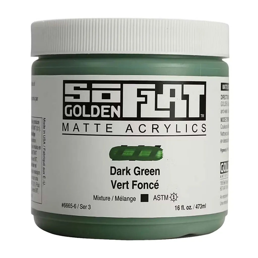 Golden SoFlat Matte Acrylic Paint 16oz Dark Green S3