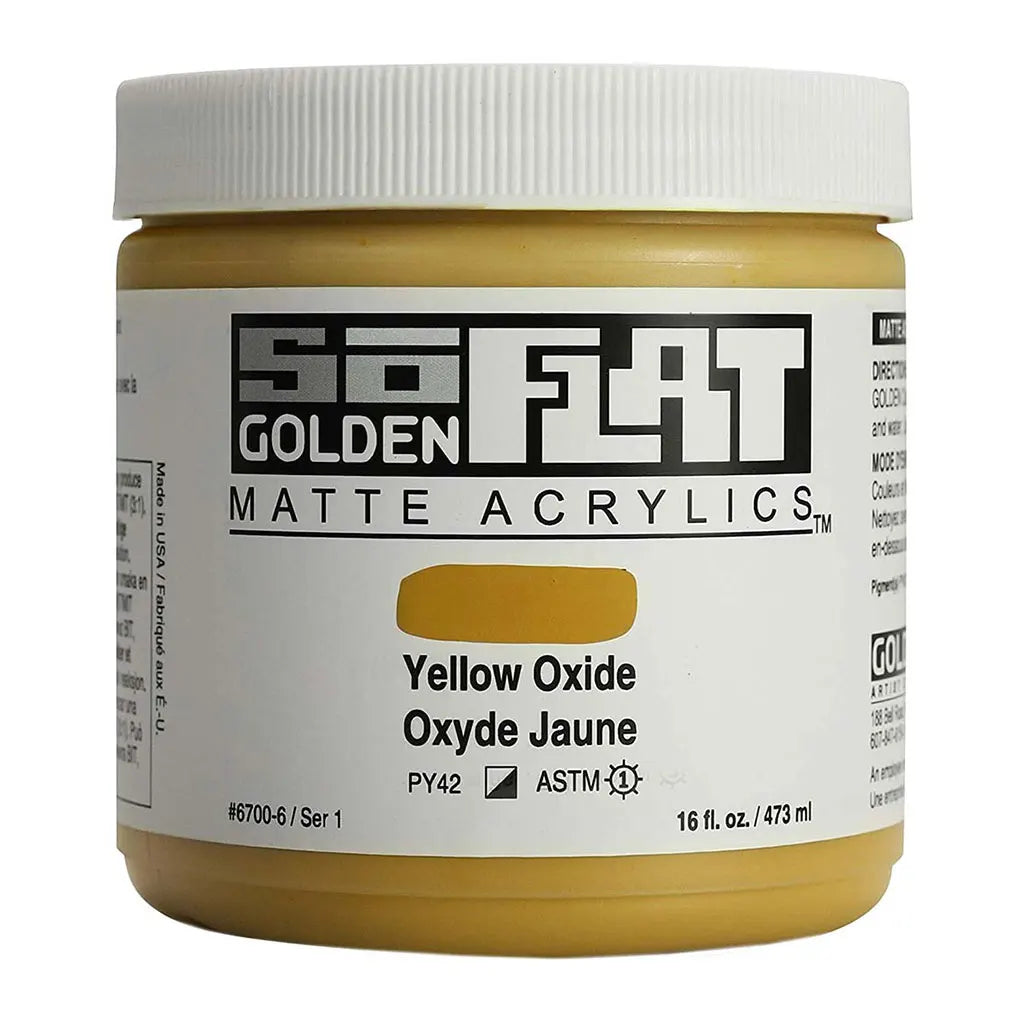 Golden SoFlat Matte Acrylic Paint 16oz Yellow Oxide S1