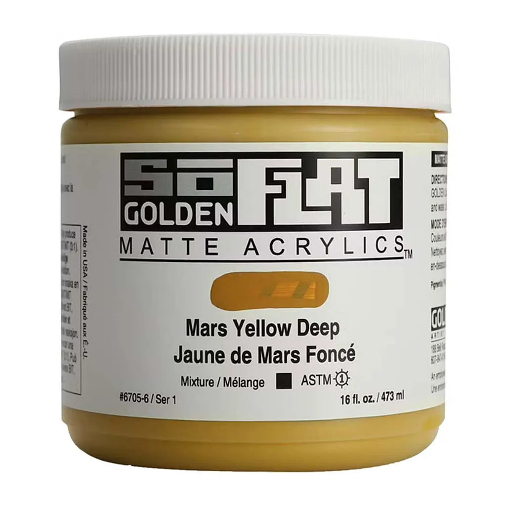 Golden SoFlat Matte Acrylic Paint 16oz Mars Yellow Deep S1