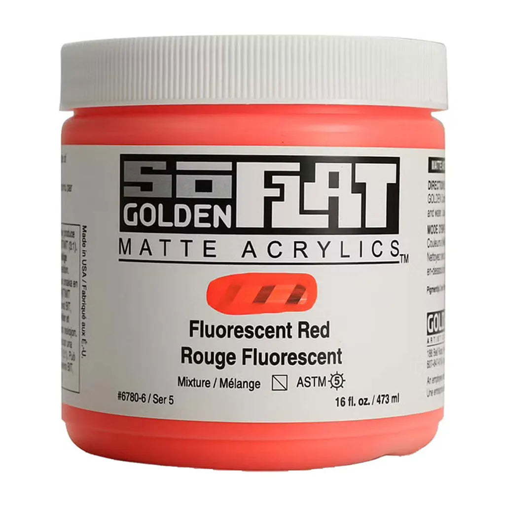 Golden SoFlat Matte Acrylic Paint 16oz Fluorescent Red S5