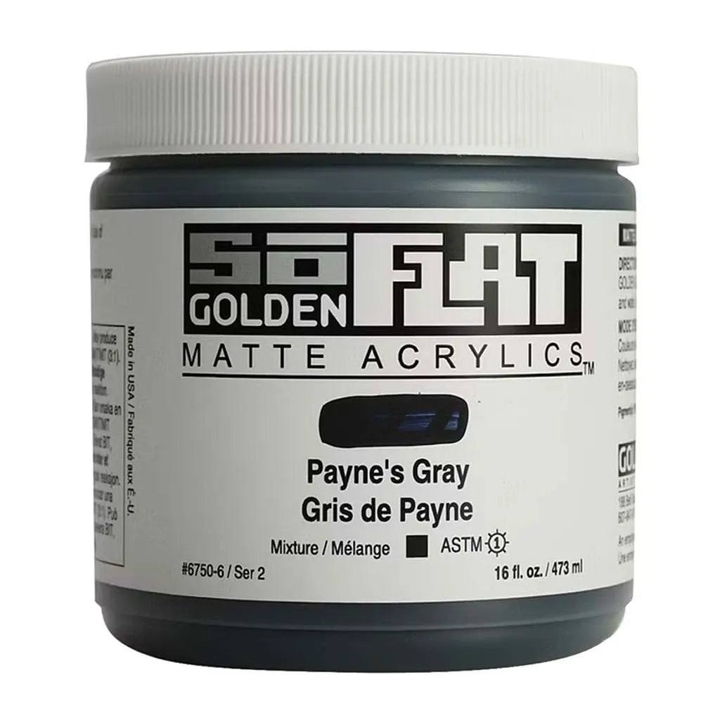 Golden SoFlat Matte Acrylic Paint 16oz Payne's Gray S2