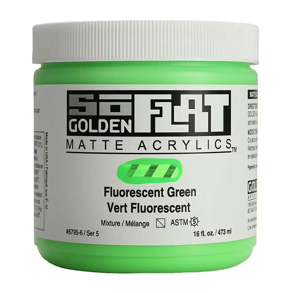 Golden SoFlat Matte Acrylic Paint 16oz Fluorescent Green S5
