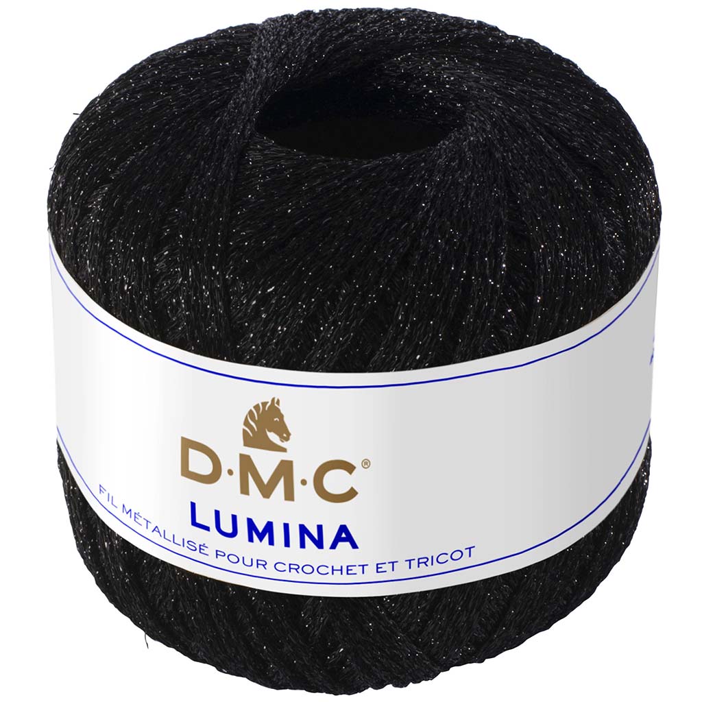 Dmc Lumina 20gm Crochet Yarn, Metallic Black