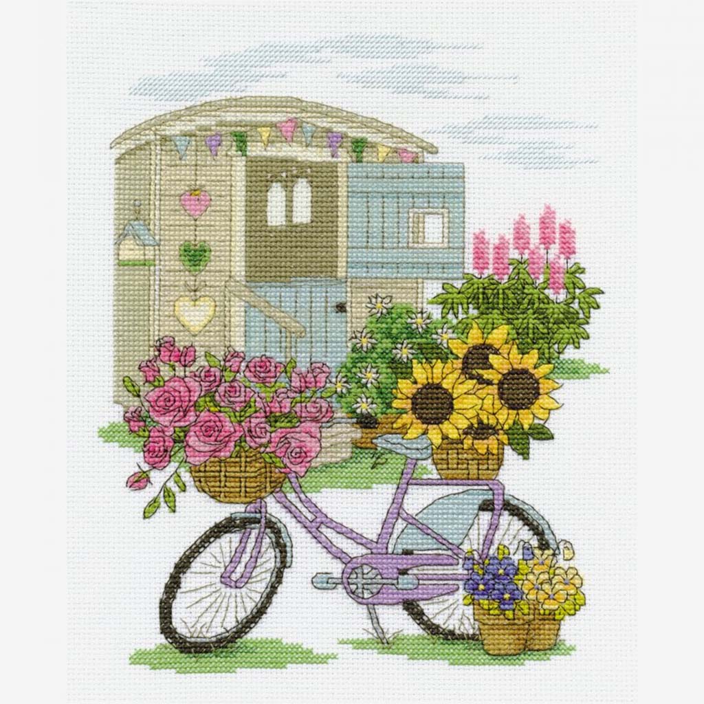 Counted Cross Stitch Kit 8in x 10in Flowery Bicycle