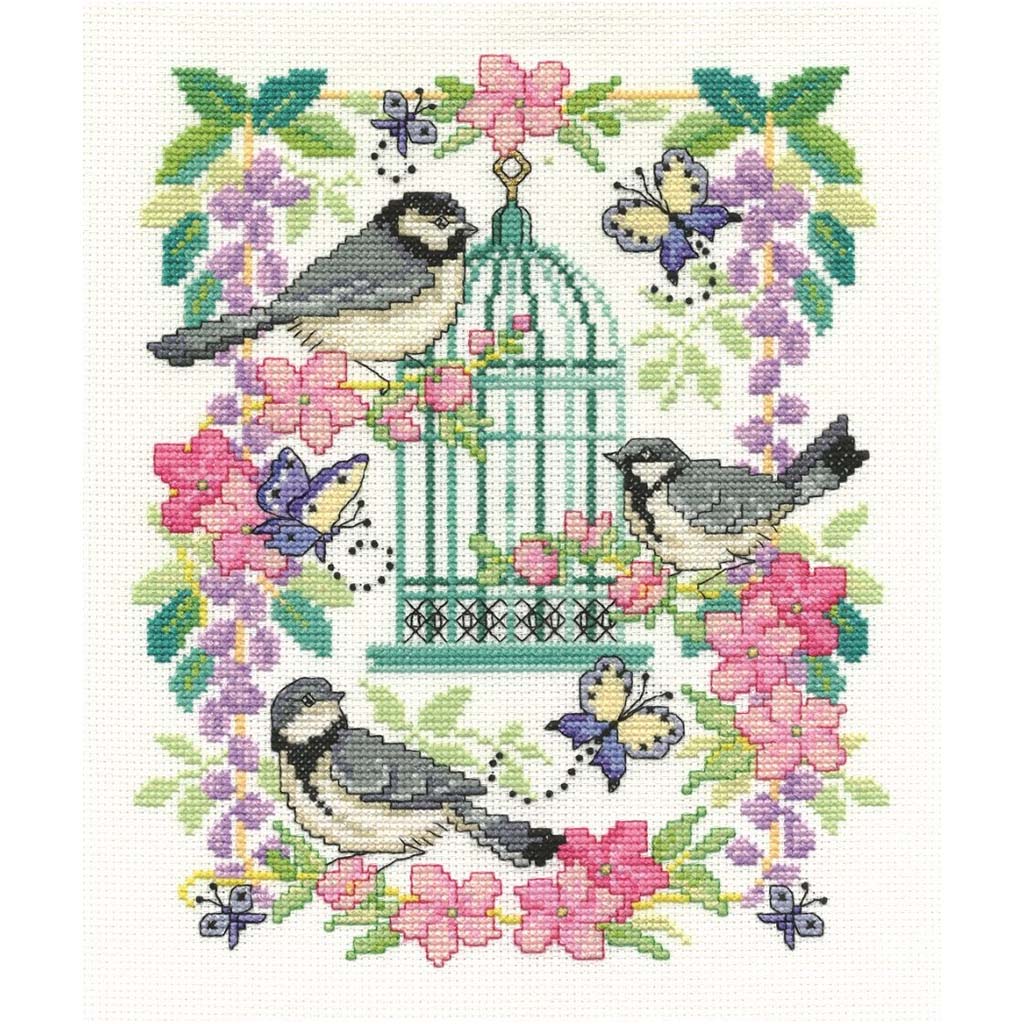 Counted Cross Stitch Kit 8in x 10in, Oriental Birdcage