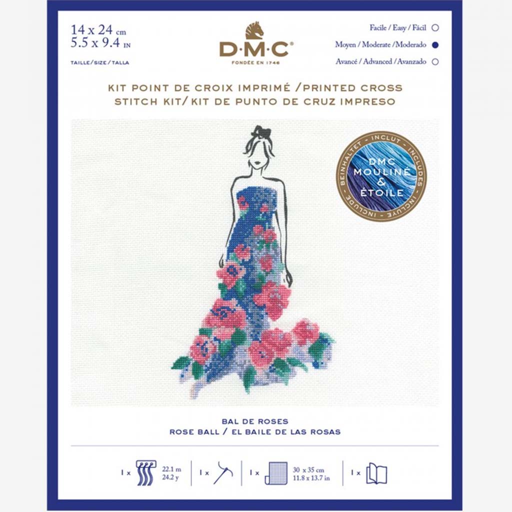 Counted Cross Stitch Kit 11.8 x 13.7in Rose Ball