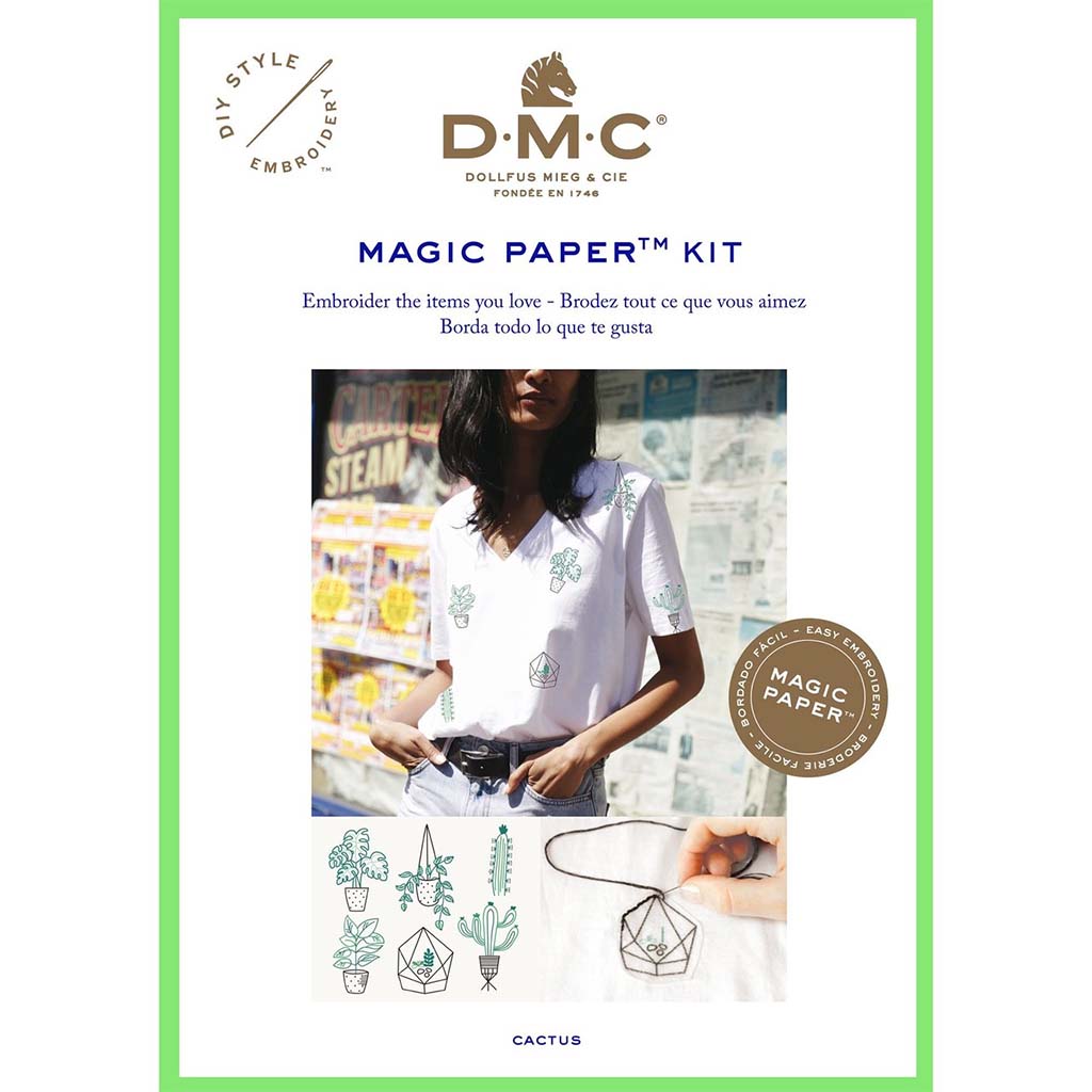 DMC Magic Paper Embroidery Kit, Cactus